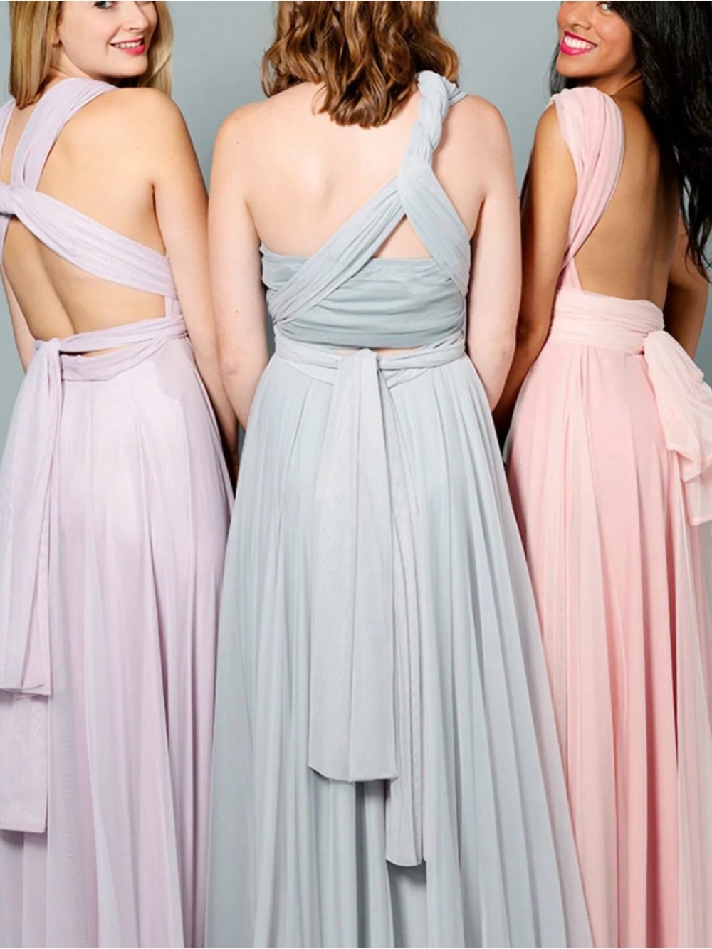 Two Birds Grey Convertible Infinity Dress 17 different styles in 1 dress Size A